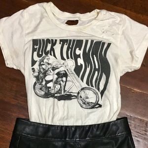 🄵 🅃 🅜🅐🅝 Ladies Moto tee paper thin Distressed